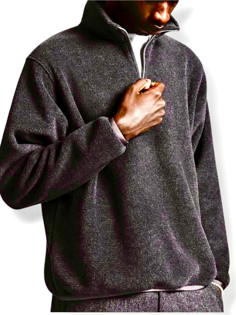 JJJJound Fleece Quarter Zip Jacket Size XXL Dark Gray